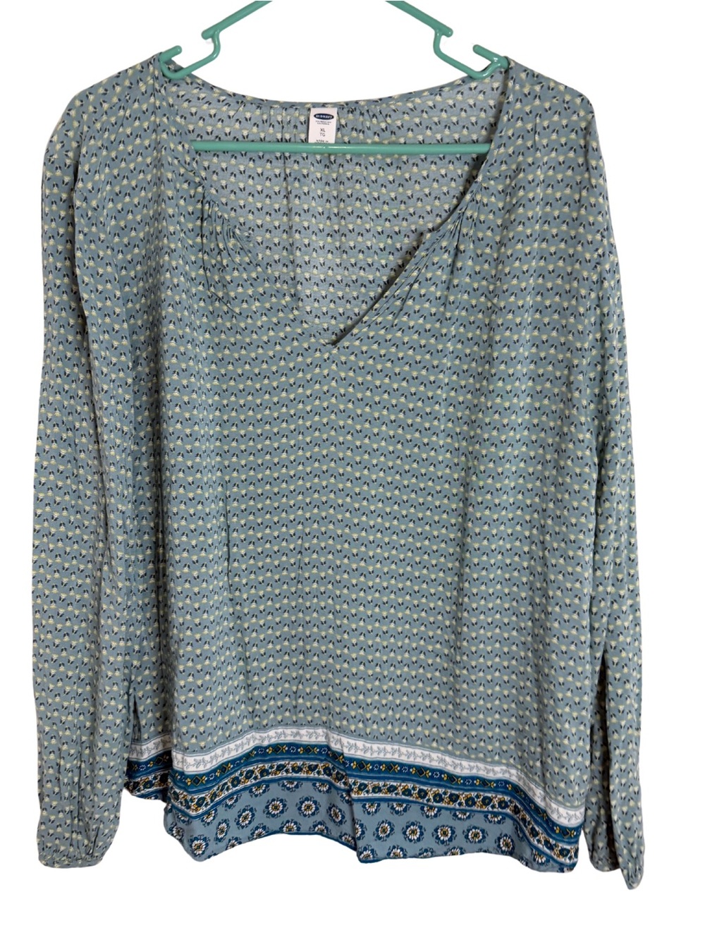 Old Navy Floral V-Neck Long Sleeve Blouse Size XL